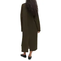 Oversize Longline Knit Coat With Pockets