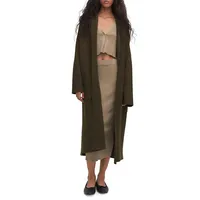 Oversize Longline Knit Coat With Pockets