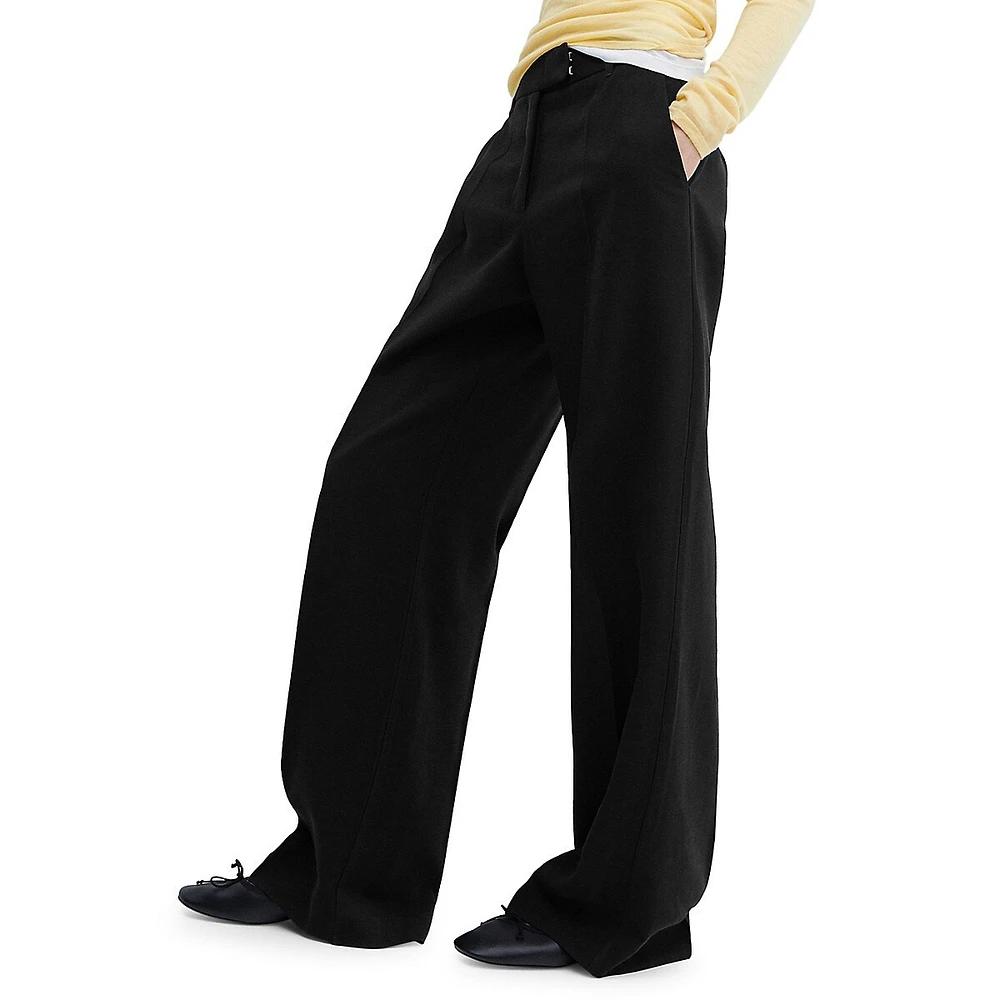 Pantalon taille basse à jambes larges