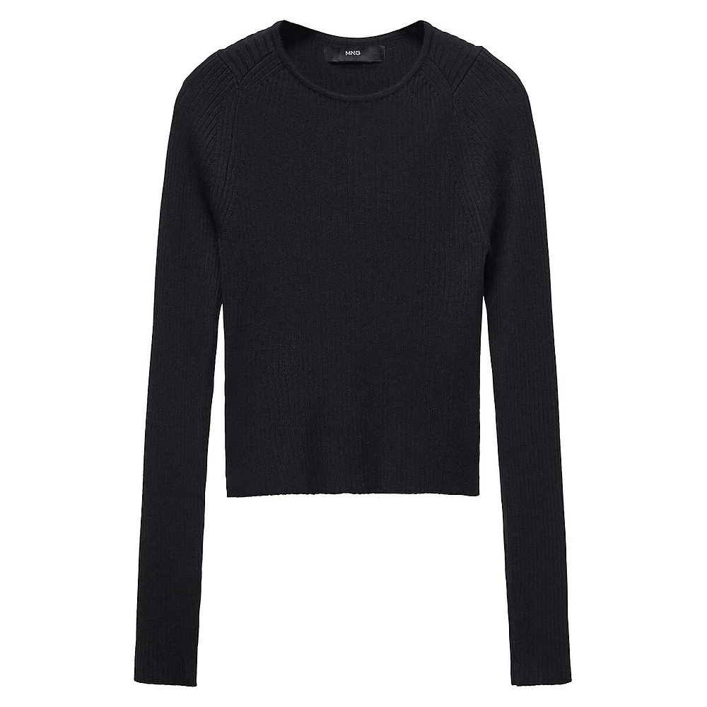 Ribbed-Knit Roundneck Sweater