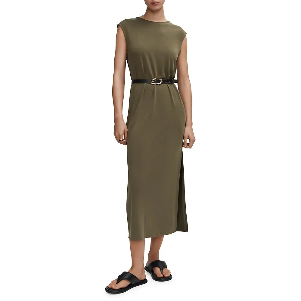 Side-Slit Midi Dress for Women