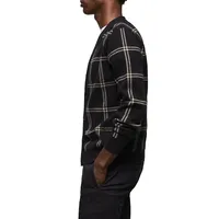 Windowpane Check V-Neck Cardigan