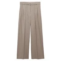 Pleated Wide-Leg Chalk-Stripe Pants