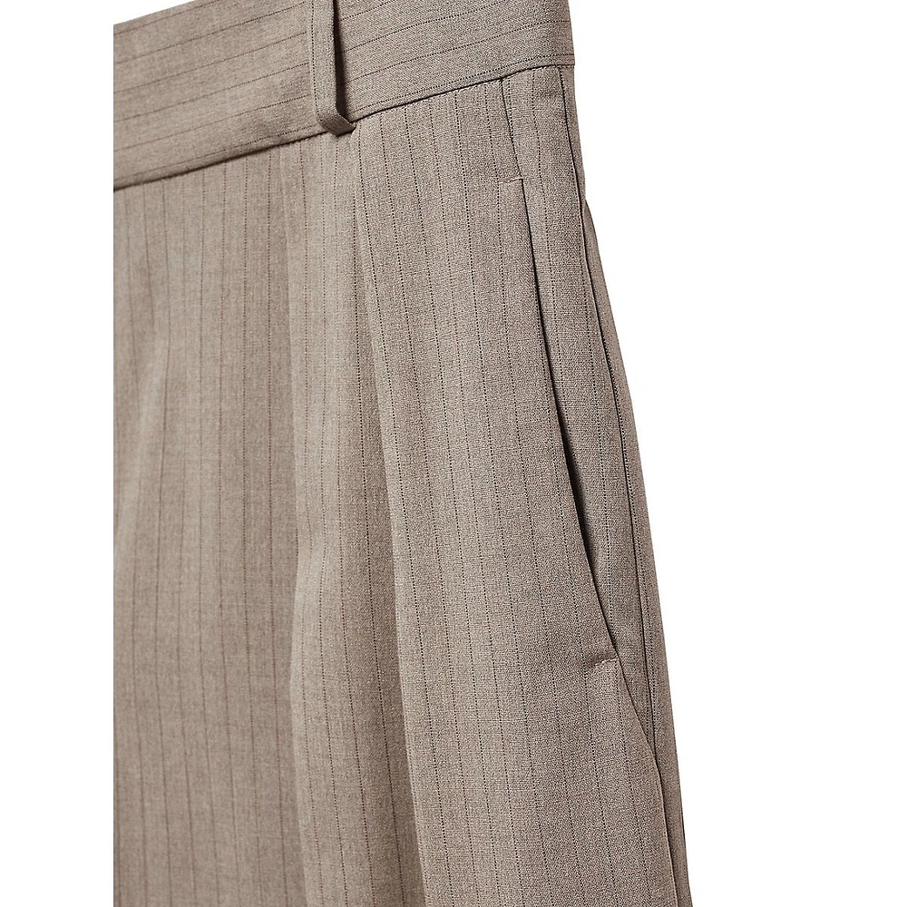 Pleated Wide-Leg Chalk-Stripe Pants