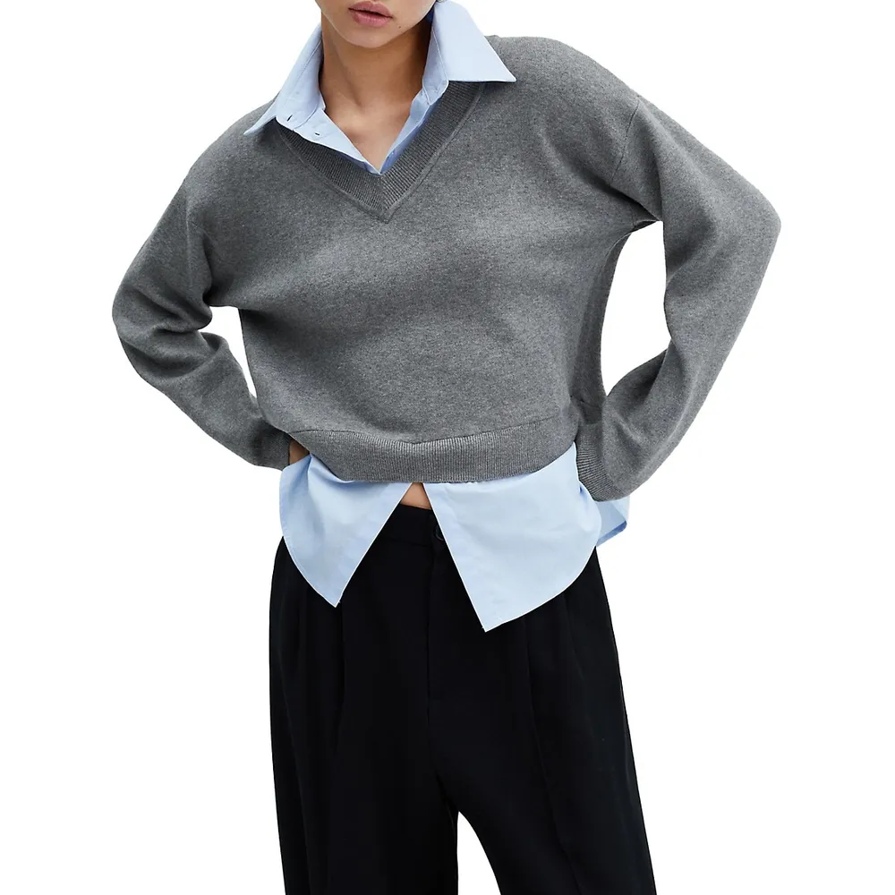 layered shirt sweater