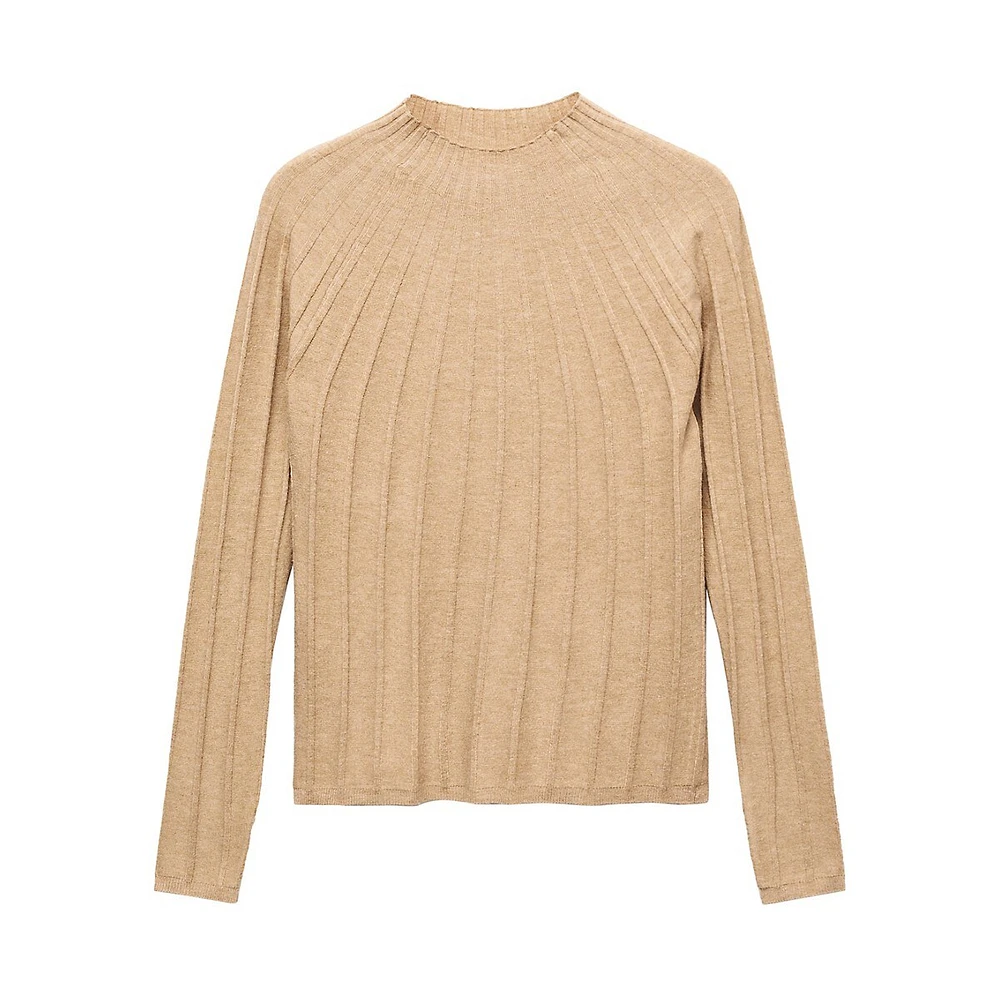 Mockneck Rib-Knit Sweater