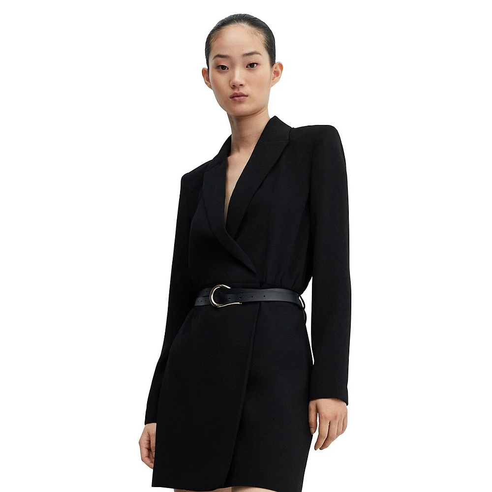 Belted Wrap Blazer Dress