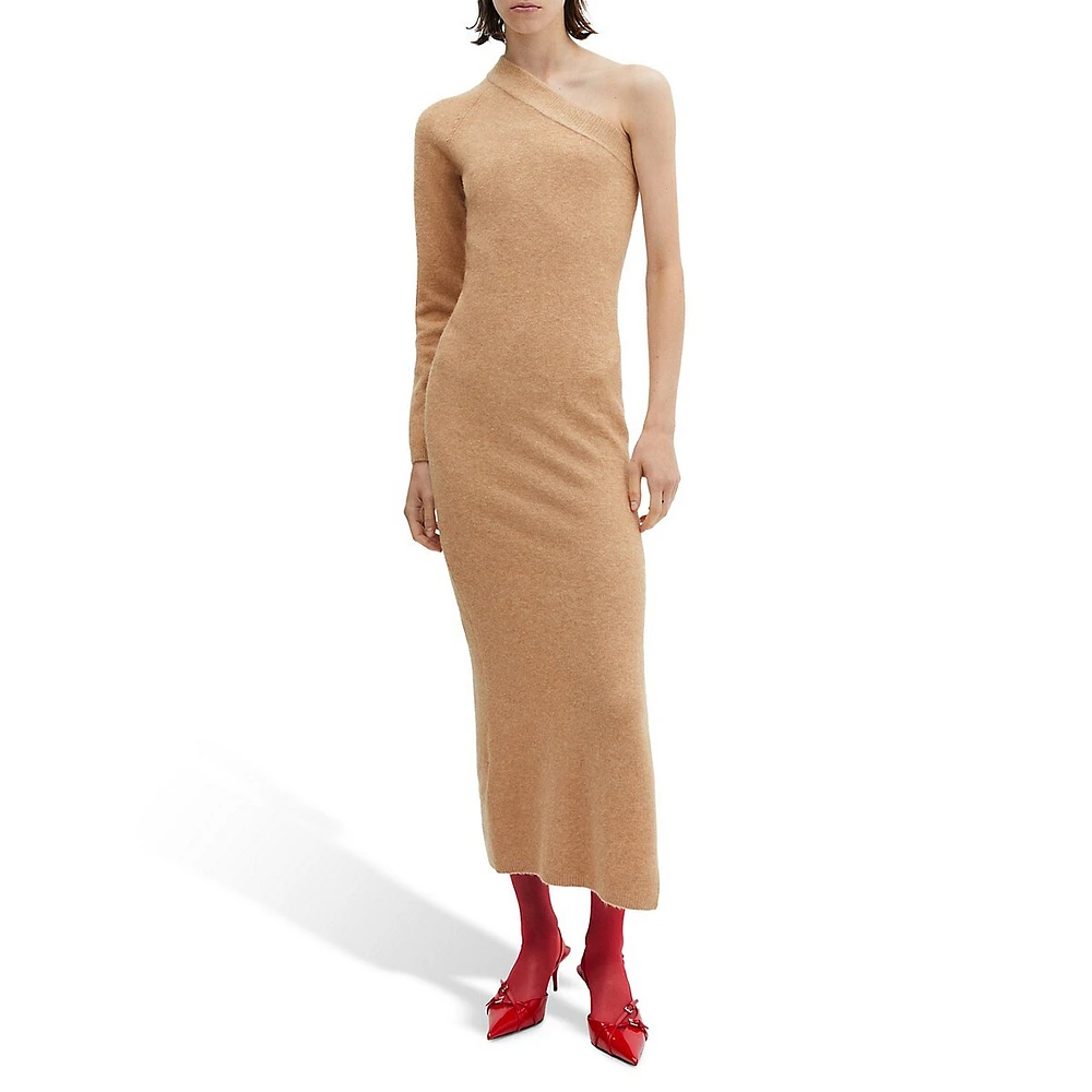 Asymmetrical Knit Midi Dress