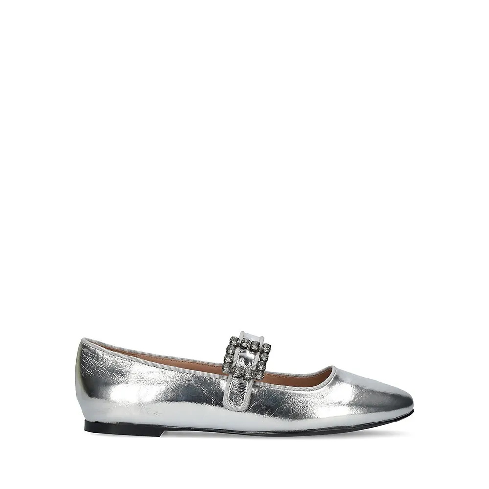 Essen Metallic Leather Ballerina Flats