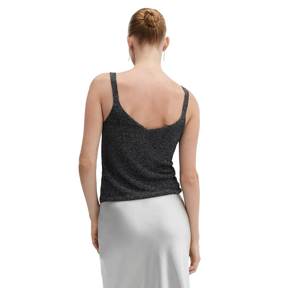 Lurex-Knit V-Neck Tank Top