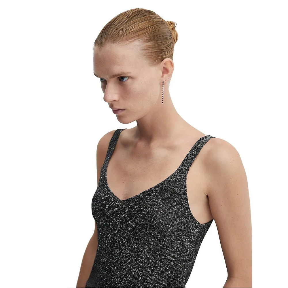 Lurex-Knit V-Neck Tank Top