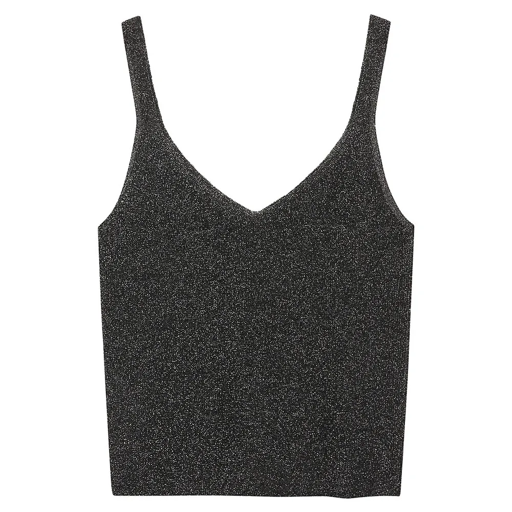 Lurex-Knit V-Neck Tank Top