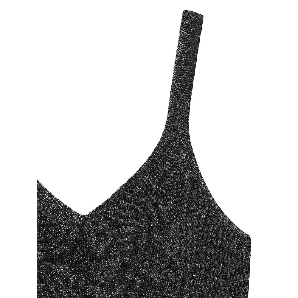 Lurex-Knit V-Neck Tank Top