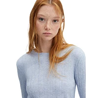 Rib-Knit Lettuce-Edge Top