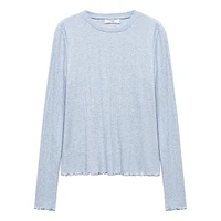 Rib-Knit Lettuce-Edge Top