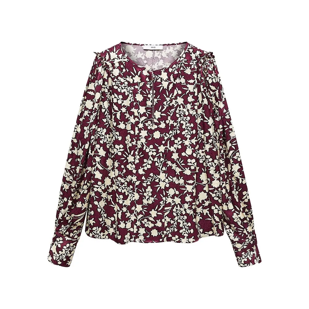 Floral Keyhole Blouse