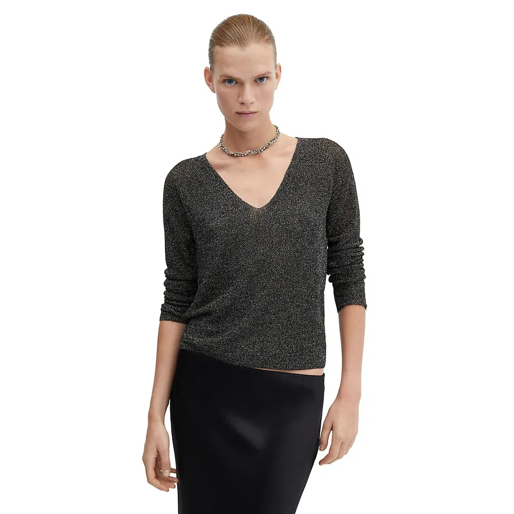 V-Neck Lurex Sweater