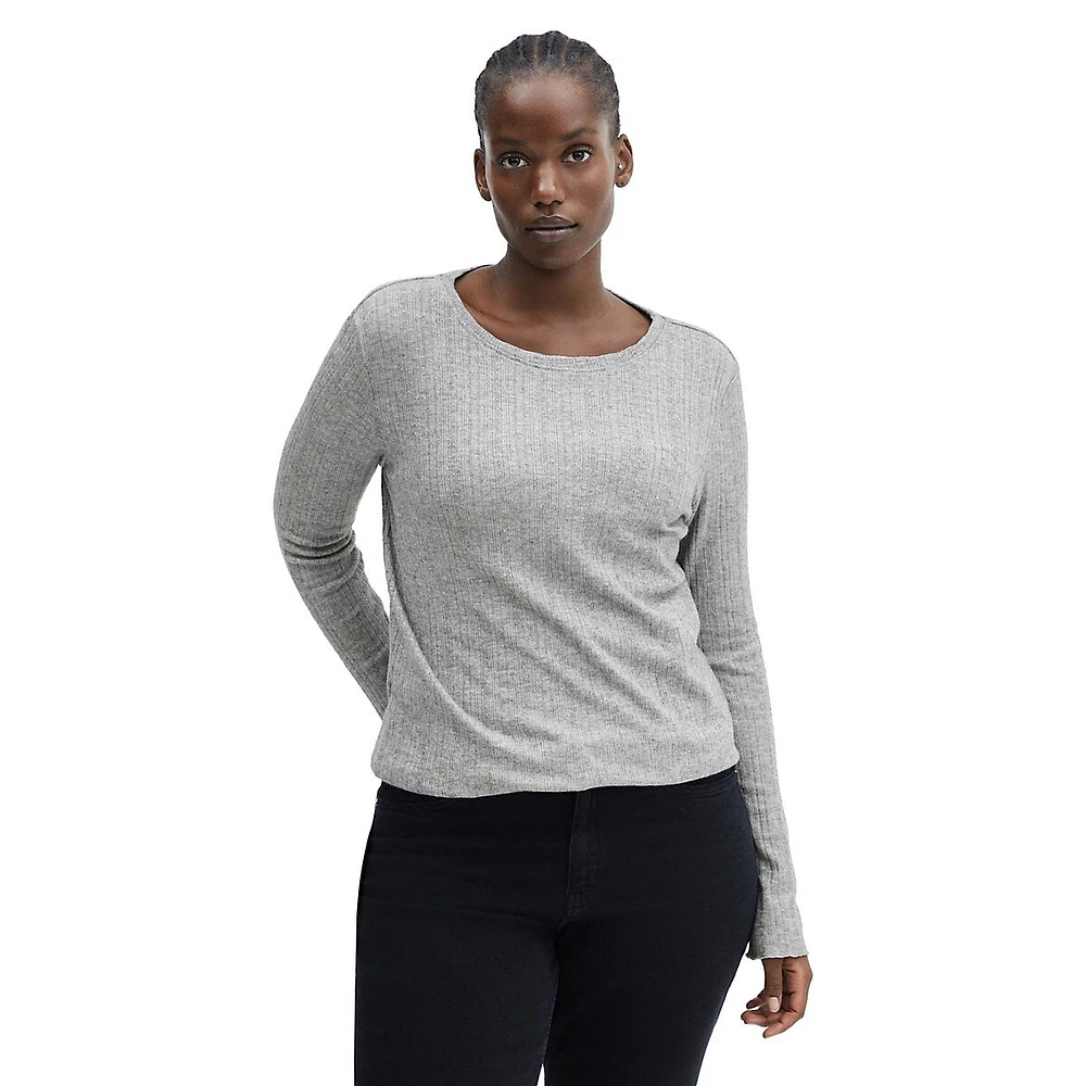 Rib-Knit Lettuce-Edge Top