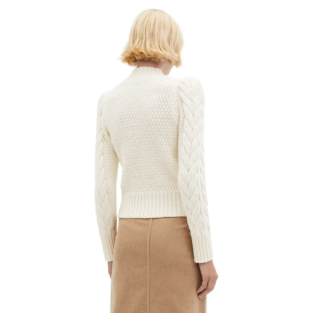 Braid-Knit Mockneck Sweater