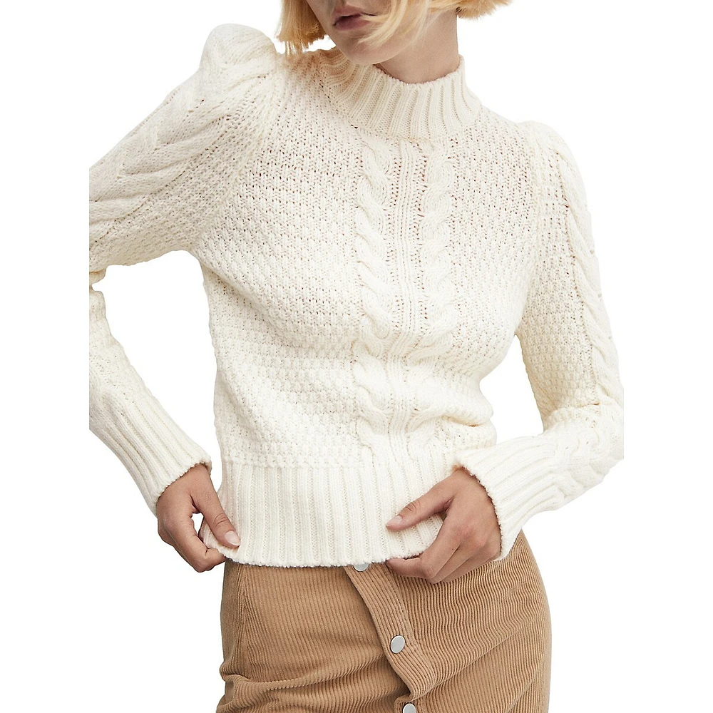 Braid-Knit Mockneck Sweater