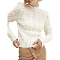 Braid-Knit Mockneck Sweater