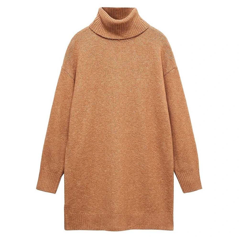 Petite robe chandail à col roulé