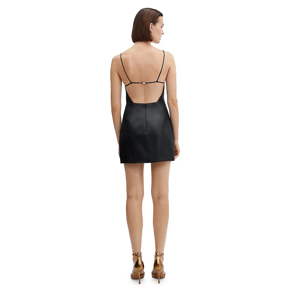 Faux Leather Spaghetti-Strap Mini Dress