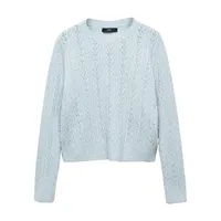 Sequin Pointelle-Stitch Sweater