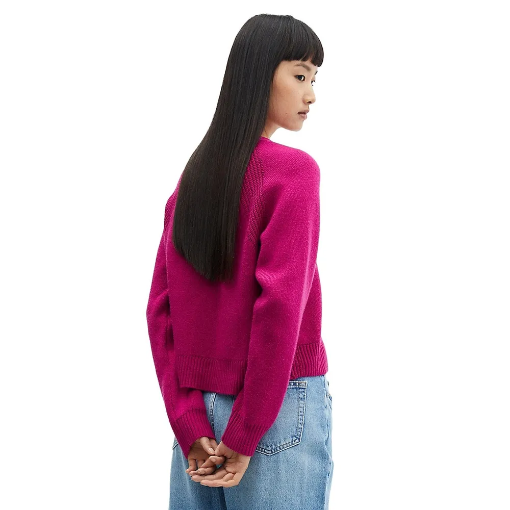 Raglan Rib-Knit Cardigan