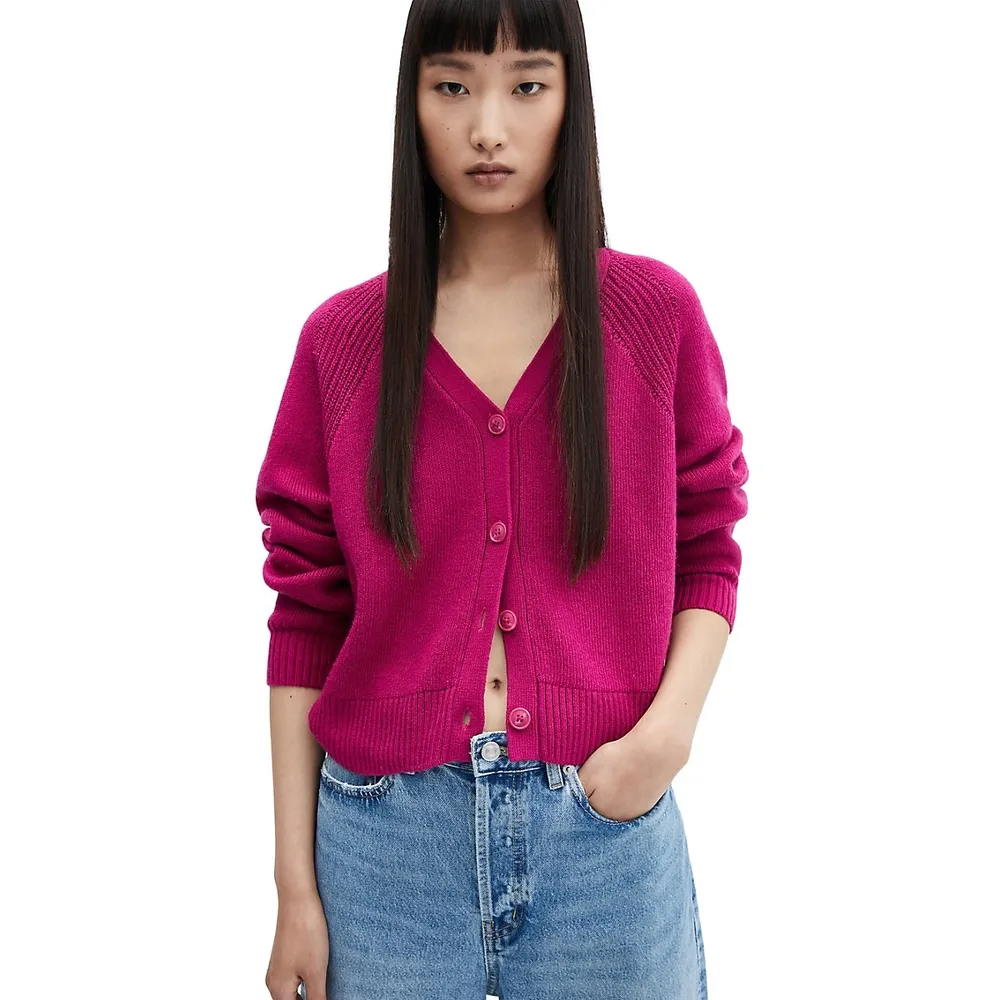 Raglan Rib-Knit Cardigan