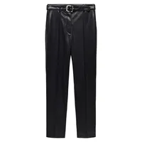 Belted Faux Leather Skinny Pants