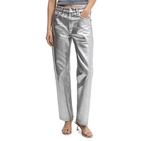 Straight-Leg Foil Jeans