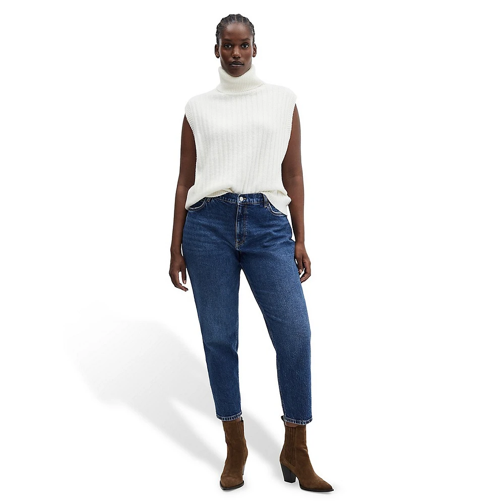 Jean court Mom Comfort à taille haute