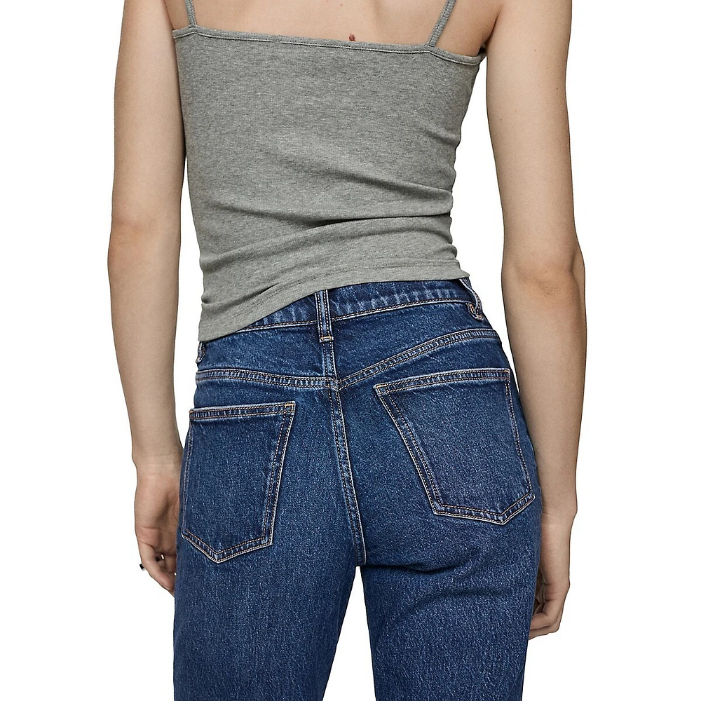 Jean court Mom Comfort à taille haute