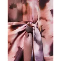 Tied Gradient-Floral Faux Wrap Dress