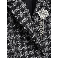 Tweed Blazer With Brooch