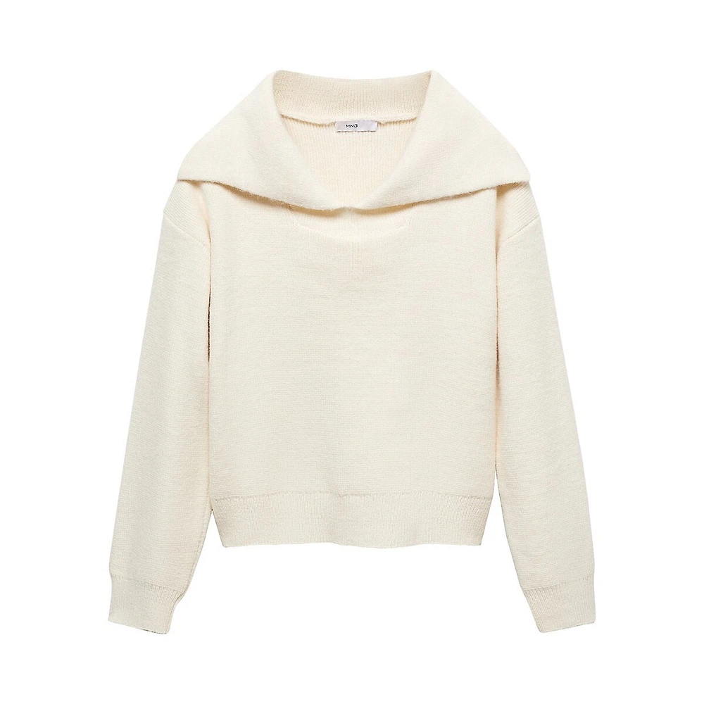 Camp-Collar Knit Sweater