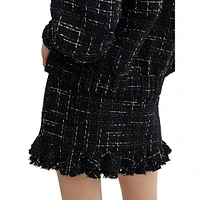 Ruffled Tweed Mini Skirt