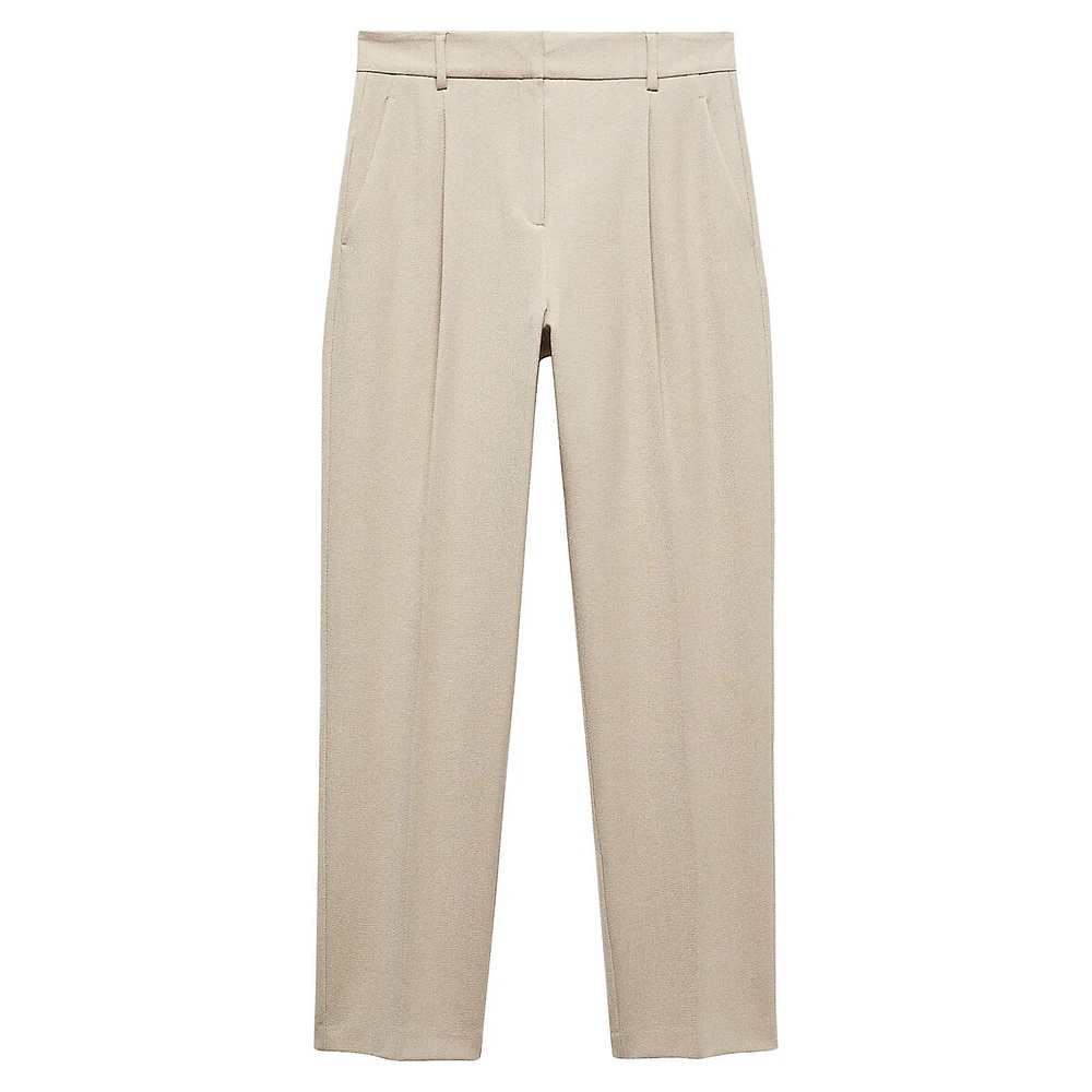 Pleated Piqué-Knit Pants