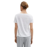 T-shirt à col en V lin