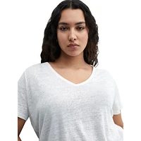 T-shirt à col en V lin
