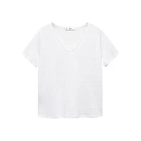 T-shirt à col en V lin
