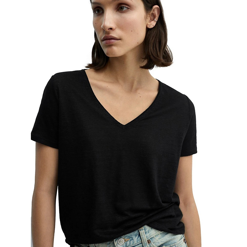 Linen V-Neck T-Shirt