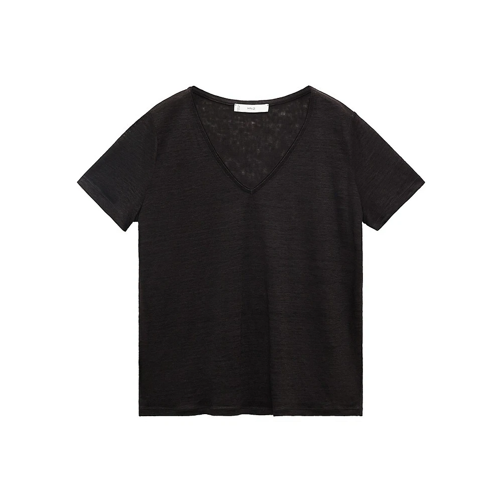 Linen V-Neck T-Shirt