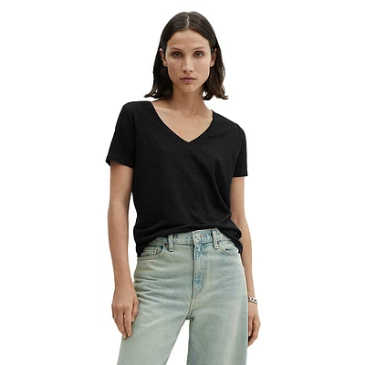 Linen V-Neck T-Shirt