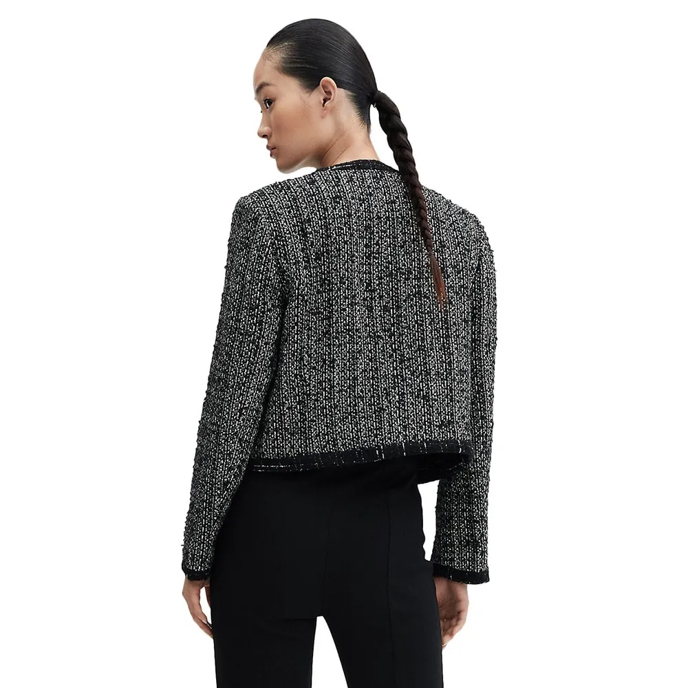 Tweed Collarless Cropped Jacket