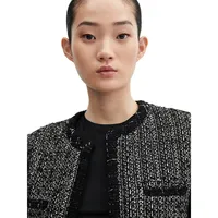 Tweed Collarless Cropped Jacket