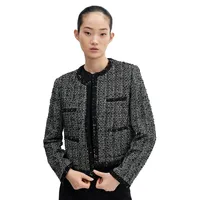 Tweed Collarless Cropped Jacket