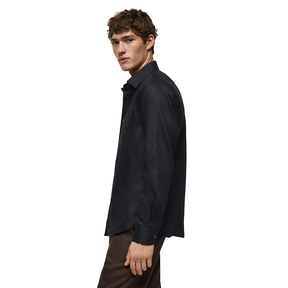Parrot Linen Button-Down Shirt