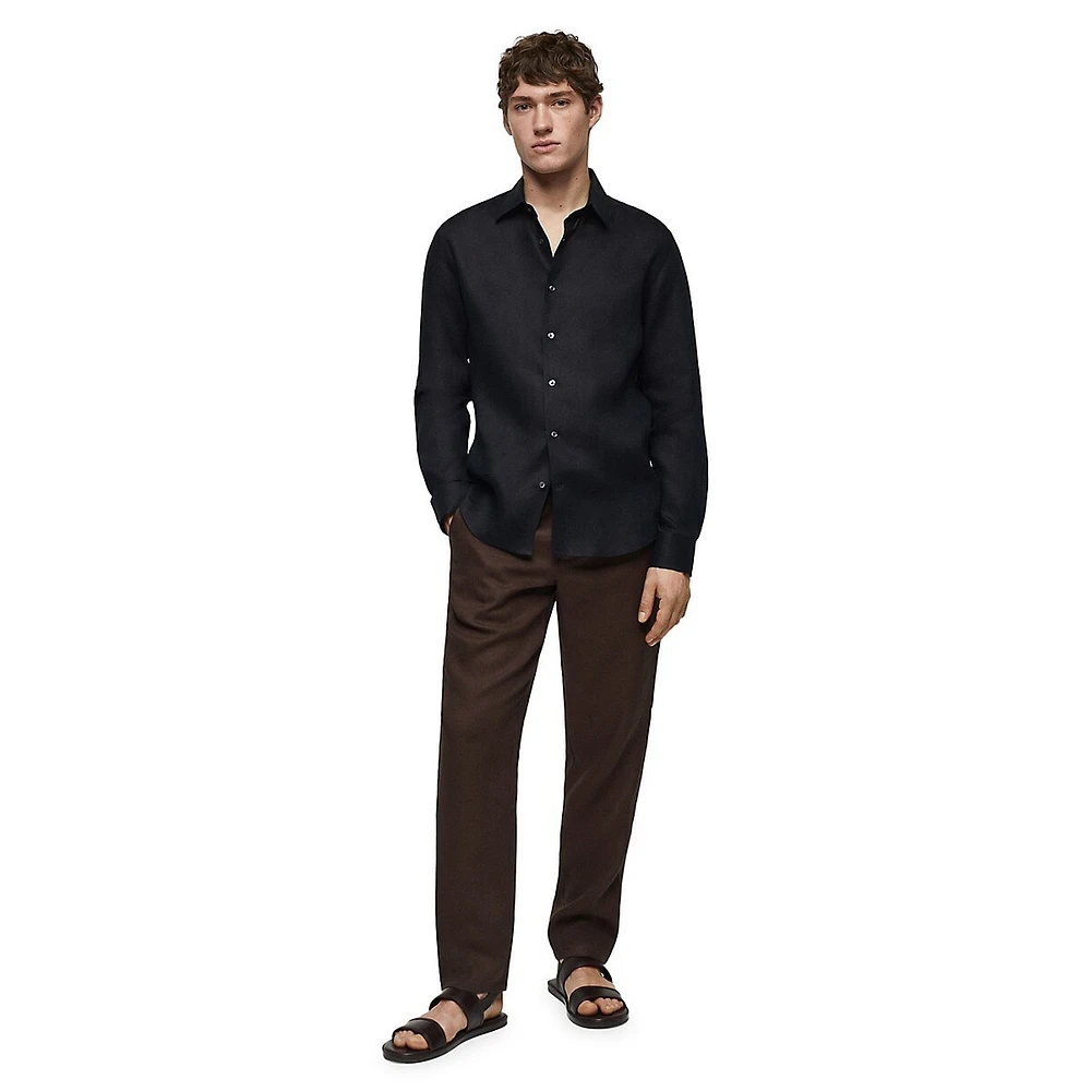 Parrot Linen Button-Down Shirt